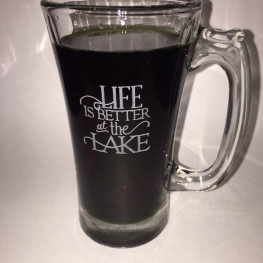 Life is Better at the Lake etched small beer glass